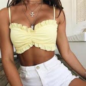 Yellow ruffle top